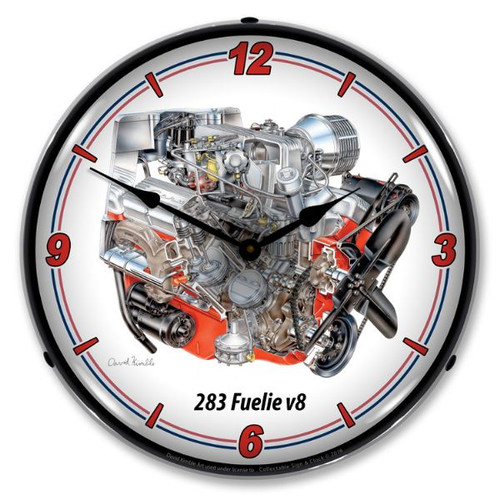 GM 283 V8 Fuelie Engine LED Backlit Clock GM 283 V8 Fuelie Engine LED Backlit Clock