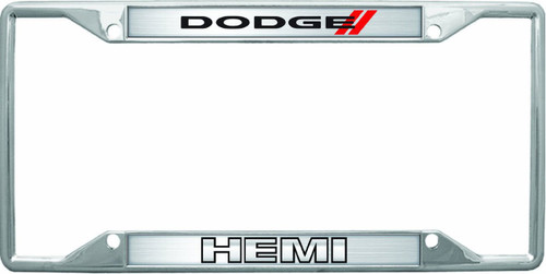 Stainless Steel License Plate Frame With Dodge 392 HEMI Script Emblem