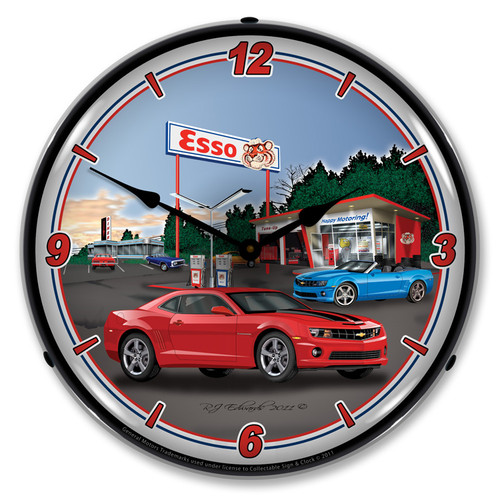 Camaro Esso Station Backlit Clock Camaro Esso Station Backlit Clock