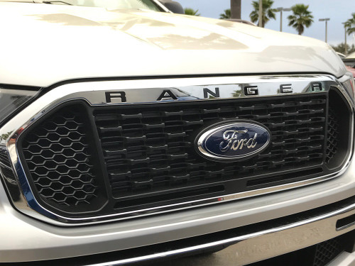 2019-Up Ford Ranger Front Grill Letter Kit (black, left side view)