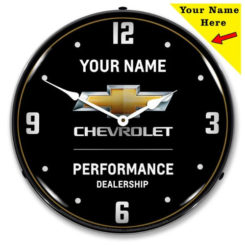 Custom Chevrolet Performance Black LED Backlit Clock