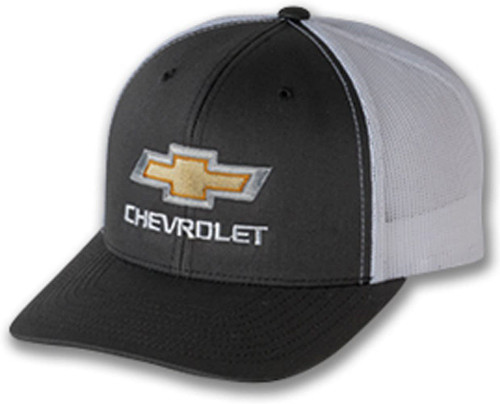Chevy Gold Bowtie Gray and White Mesh 