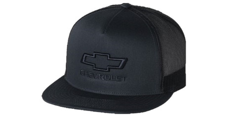 Chevy Bowtie Gray and Black Flat Bill Mesh Hat