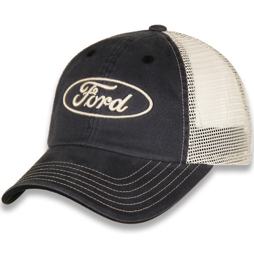  Ford Oval Gray and Khaki Mesh Hat left