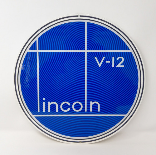1937 Lincoln V12 Round Metal Sign