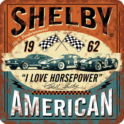Shelby American I Love HP Square Metal Sign