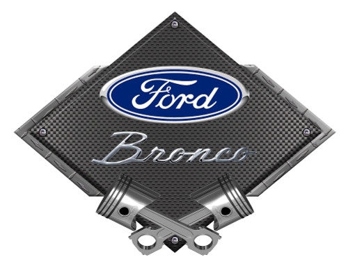 Ford Bronco Emblem Diamond Metal Sign - Black