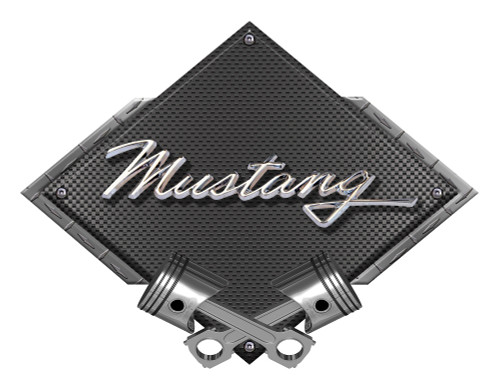 Ford Mustang Script Carbon Diamond Metal Sign - Black