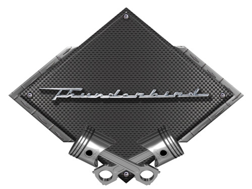 Ford Thunderbird Script Carbon Diamond Metal Sign - Black