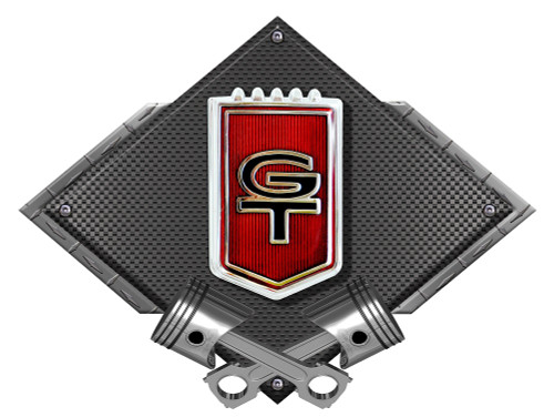 65 Mustang GT Fender Badge Carbon Diamond Metal Sign - Black