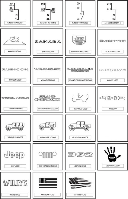 Jeep Logo Choices (not all available for this item)