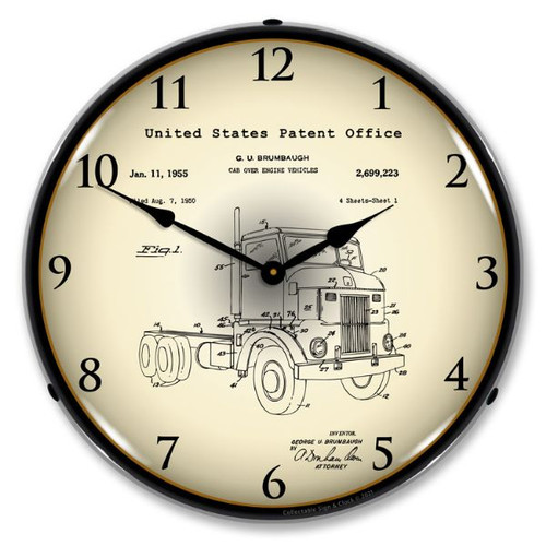 Peterbuilt Cab Over Semi Truck 1950 Patent LED Backlit Clock