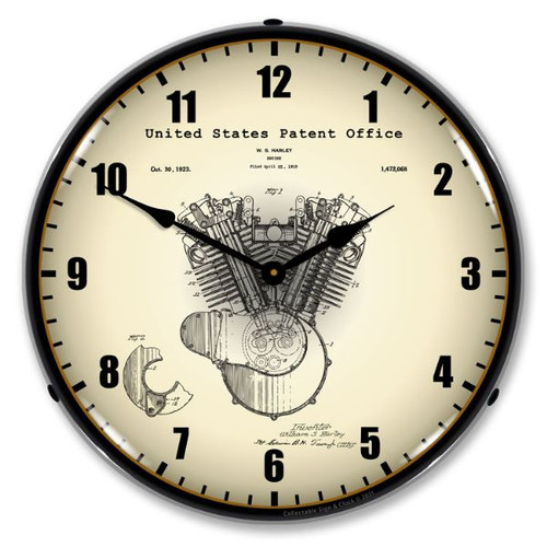 Harley Davidson Engine 1923 Patent LED Backlit Clock