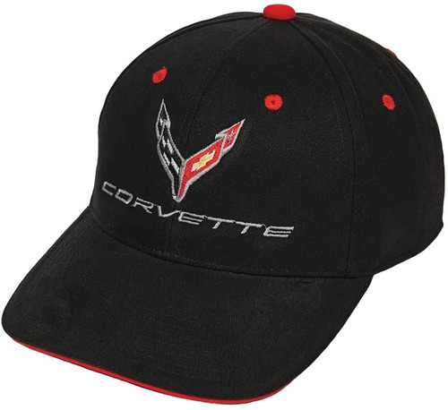 C8 Corvette Structured Contrast Black Cotton Hat