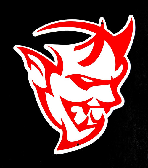 Dodge Demon Head Red Cutout Emblem Metal Sign