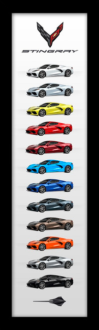 C8 Corvette Generations Framed Printed Canvas