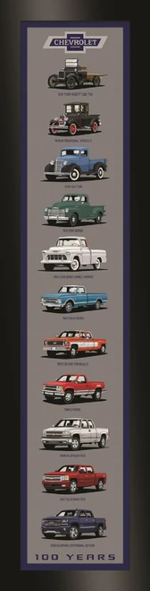 Chevy Truck Generations Vertical Framed Canvas Picture