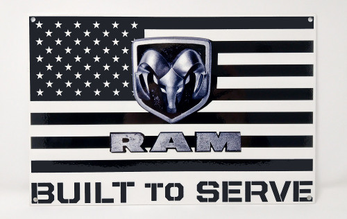 Dodge Ram Built To Serve American Flag Metal Sign