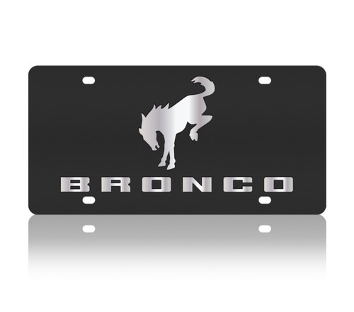 Ford Bronco Carbon Stainless Steel License Plate - Mirror Logo/Word