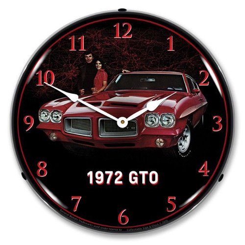 1972 Red Pontiac GTO LED Backlit Clock