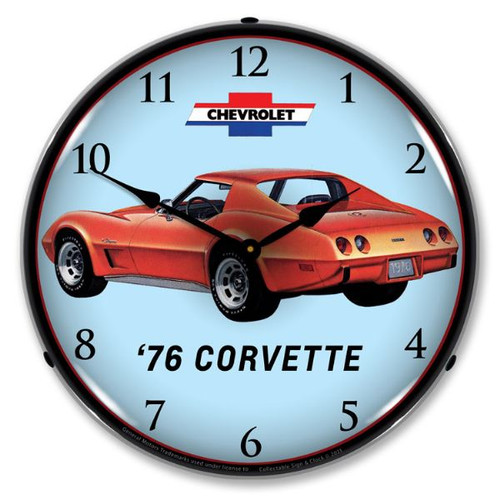 C3 1976 Orange Corvette LED Backlit Clock