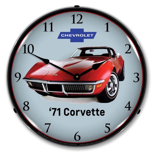 C3 1971 Red Corvette LED Backlit Clock