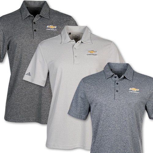 Chevrolet Gold Bowtie Heathered Adidas Polo Shirt Chevrolet Gold Bowtie Heathered Adidas Polo Shirt