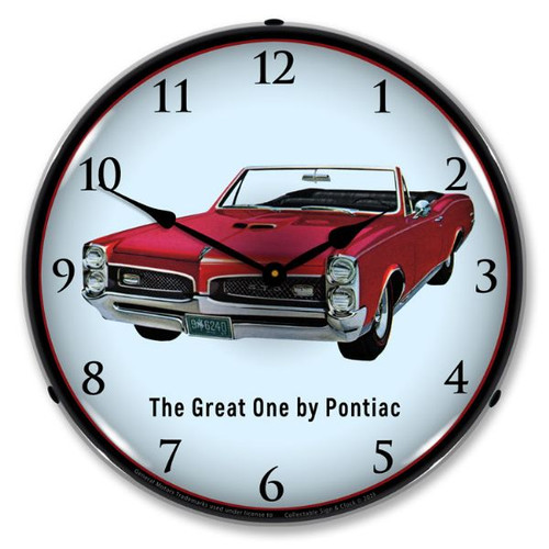 1967 Red Pontiac GTO Convertible LED Backlit Clock