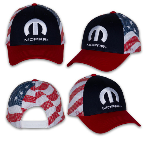 Mopar Red White Blue American Flag Mesh Hat