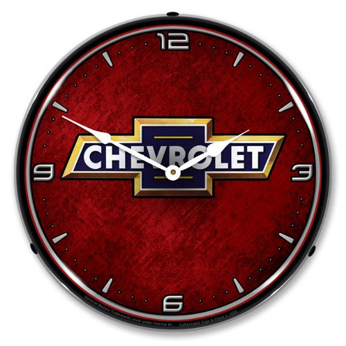 Chevrolet Bowtie Heritage Red LED Backlit Clock