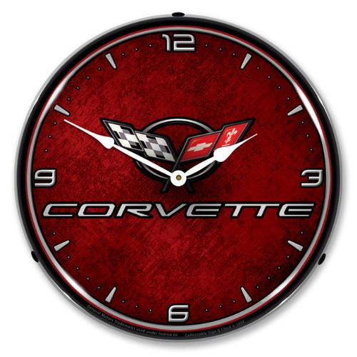 C5 Corvette Emblem Red LED Backlit Clock