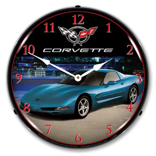 C5 Nassau Blue Corvette LED Backlit Clock