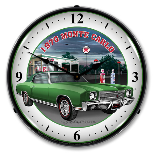 1970 Green Monte Carlo Backlit Clock 1970 Green Monte Carlo Backlit Clock