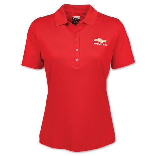 Women's Chevrolet Gold Bowtie Callaway Polo Shirt (Red)