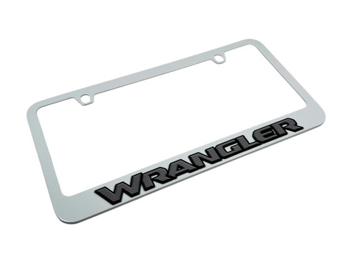 Jeep Wrangler White License Plate Frame (angle)