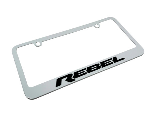 Dodge Ram Rebel White License Plate Frame (angle)