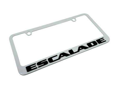 Cadillac Escalade White License Plate Frame (angle)