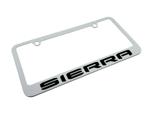 GMC Sierra White License Plate Frame (angle)