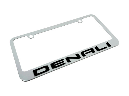 GMC Denali White License Plate Frame (angle)