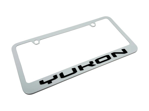 GMC Yukon White License Plate Frame (angle)