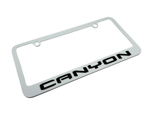 GMC Canyon White License Plate Frame (angle)