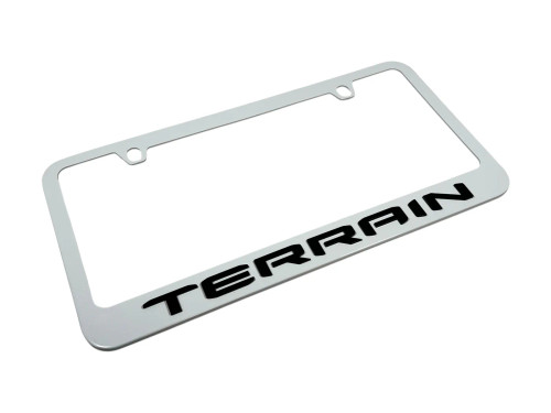 GMC Terrain White License Plate Frame (angle)