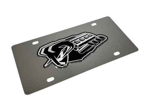Dodge Ram Hemi Badge of Protest Stainless Steel License Plate (angled)