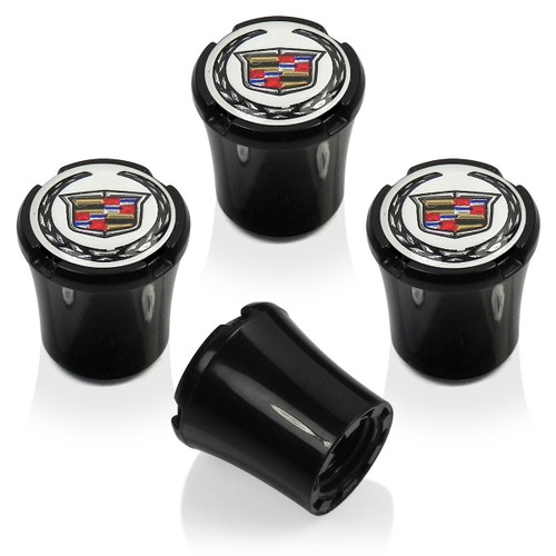 Cadillac Crest Black Valve Stem Caps