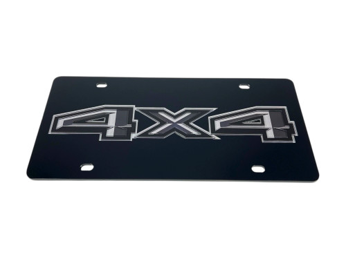 Ford 4X4 Black Acrylic License Plate - Dark Logo