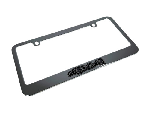Ford 4X4 Chrome License Plate Frame - Dark Logo (angled)