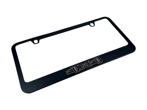 Ford 4x4 Black License Plate Frame - Dark Logo (angled)