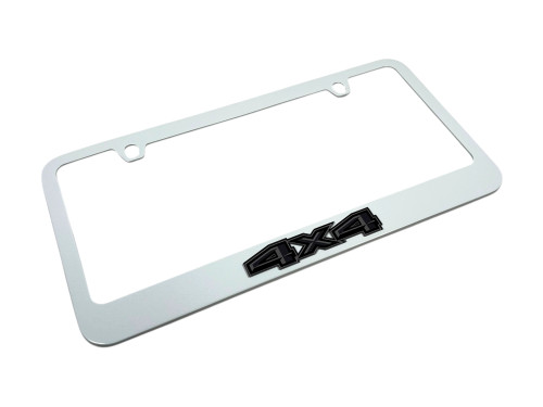 Ford 4X4 White License Plate Frame - Dark Logo (angled)