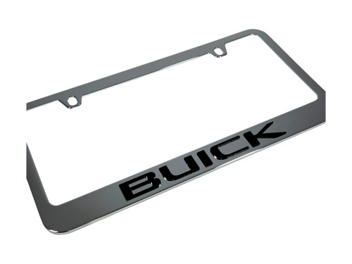Buick Script Chrome License Plate Frame (angled zoom)