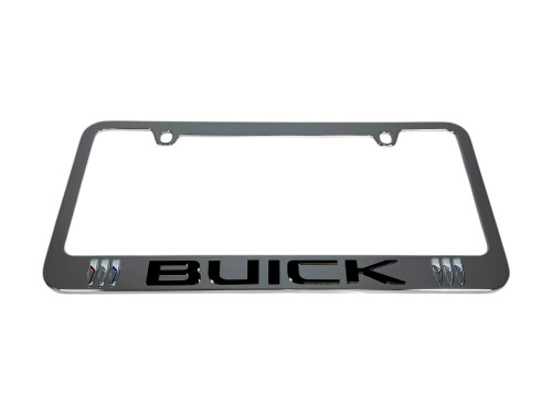 Buick Chrome License Plate Frame - Black Script/Logo